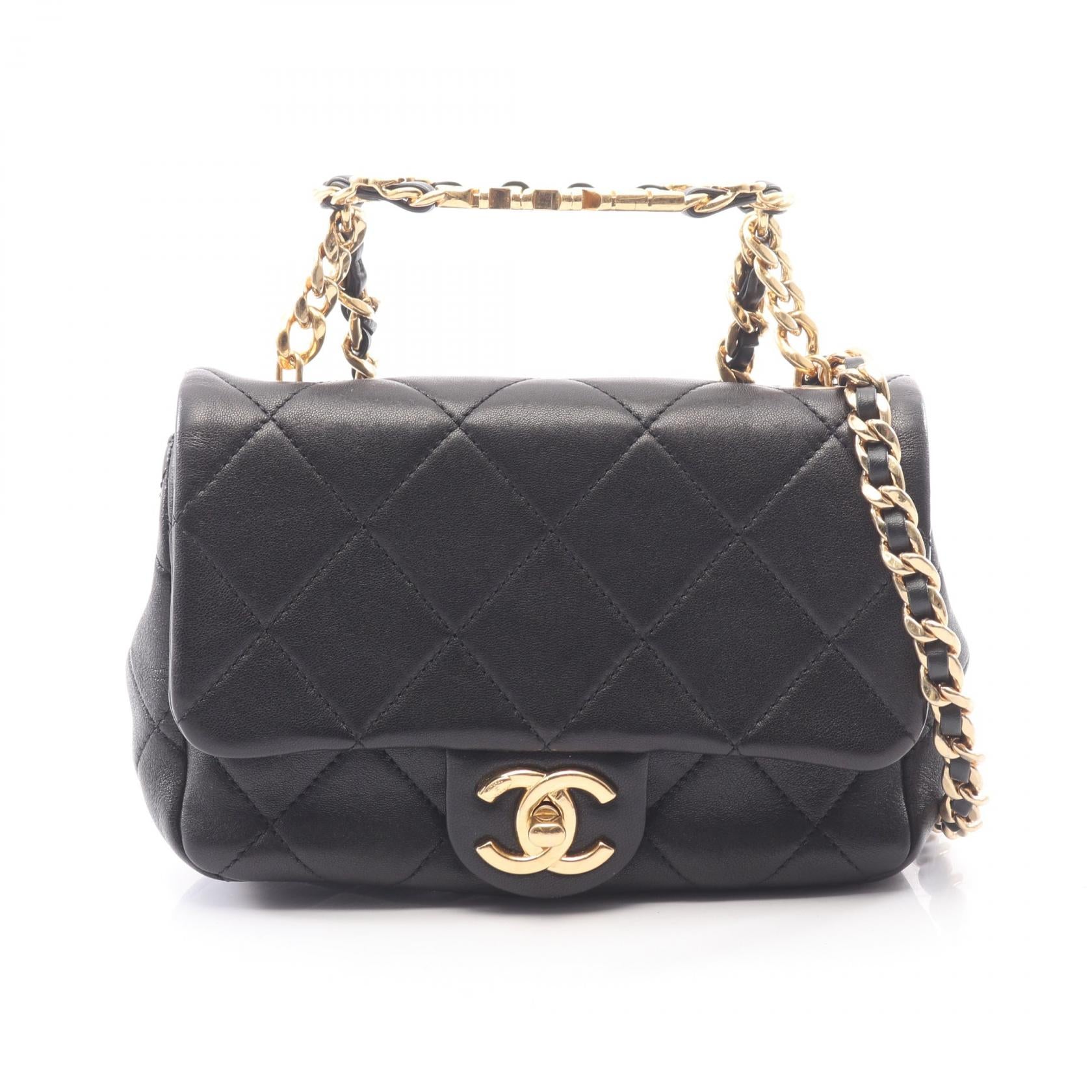 CHANEL Mini Matelasse Top Handle Lambskin 2way Shoulder Bag