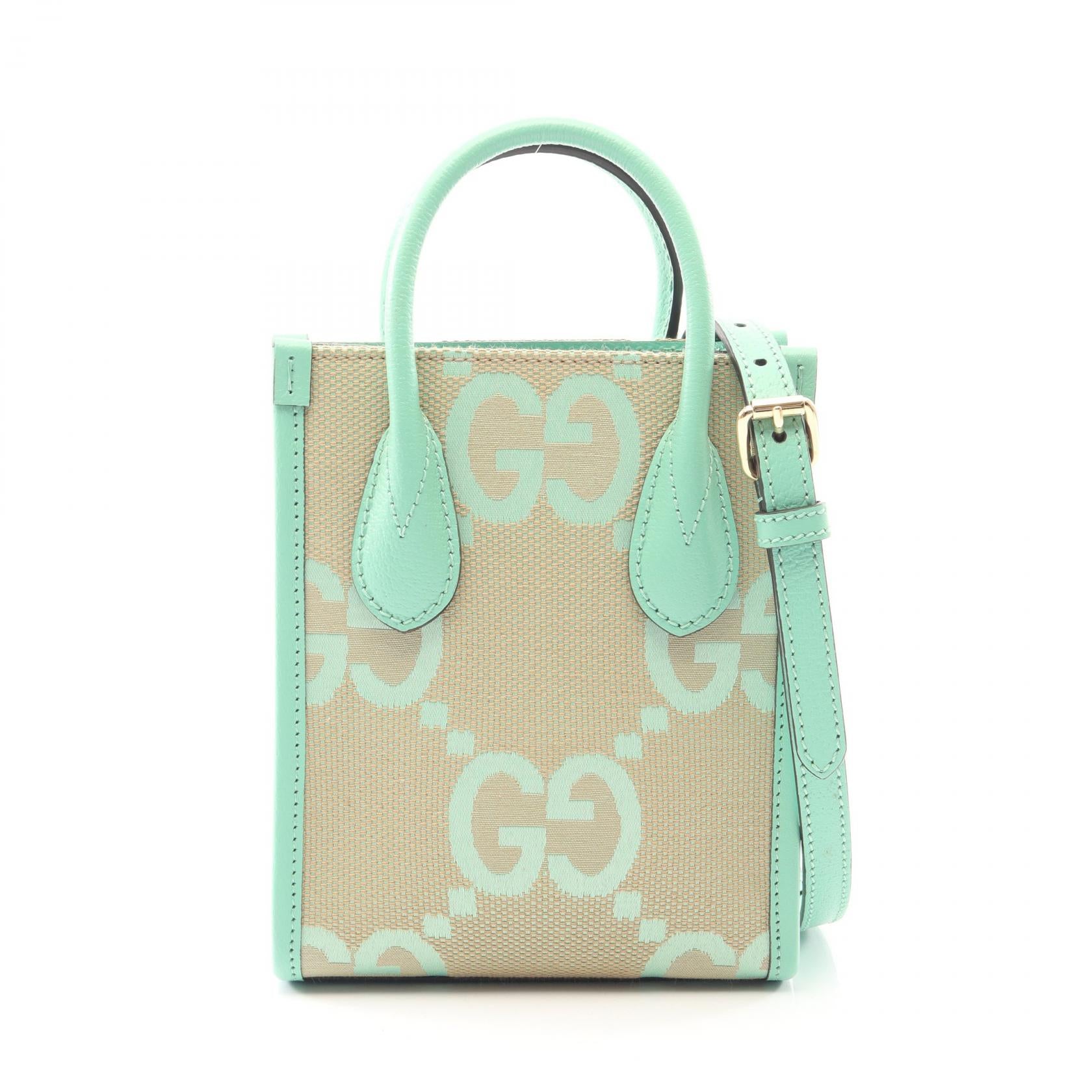 Gucci Interlocking G Jumbo GG Canvas Leather 2way Tote Bag