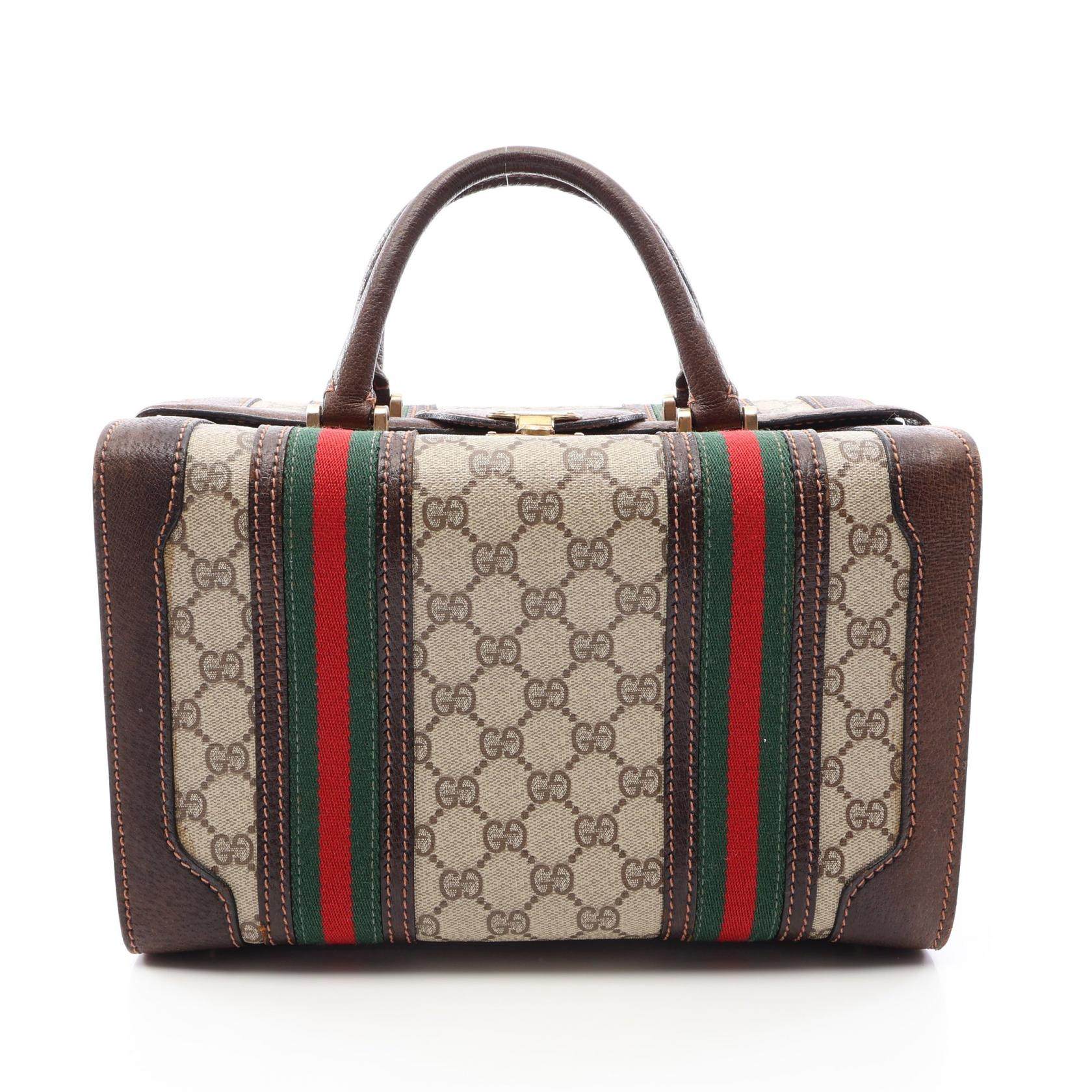 Gucci GG Plus PVC Coated Canvas Leather Handbag