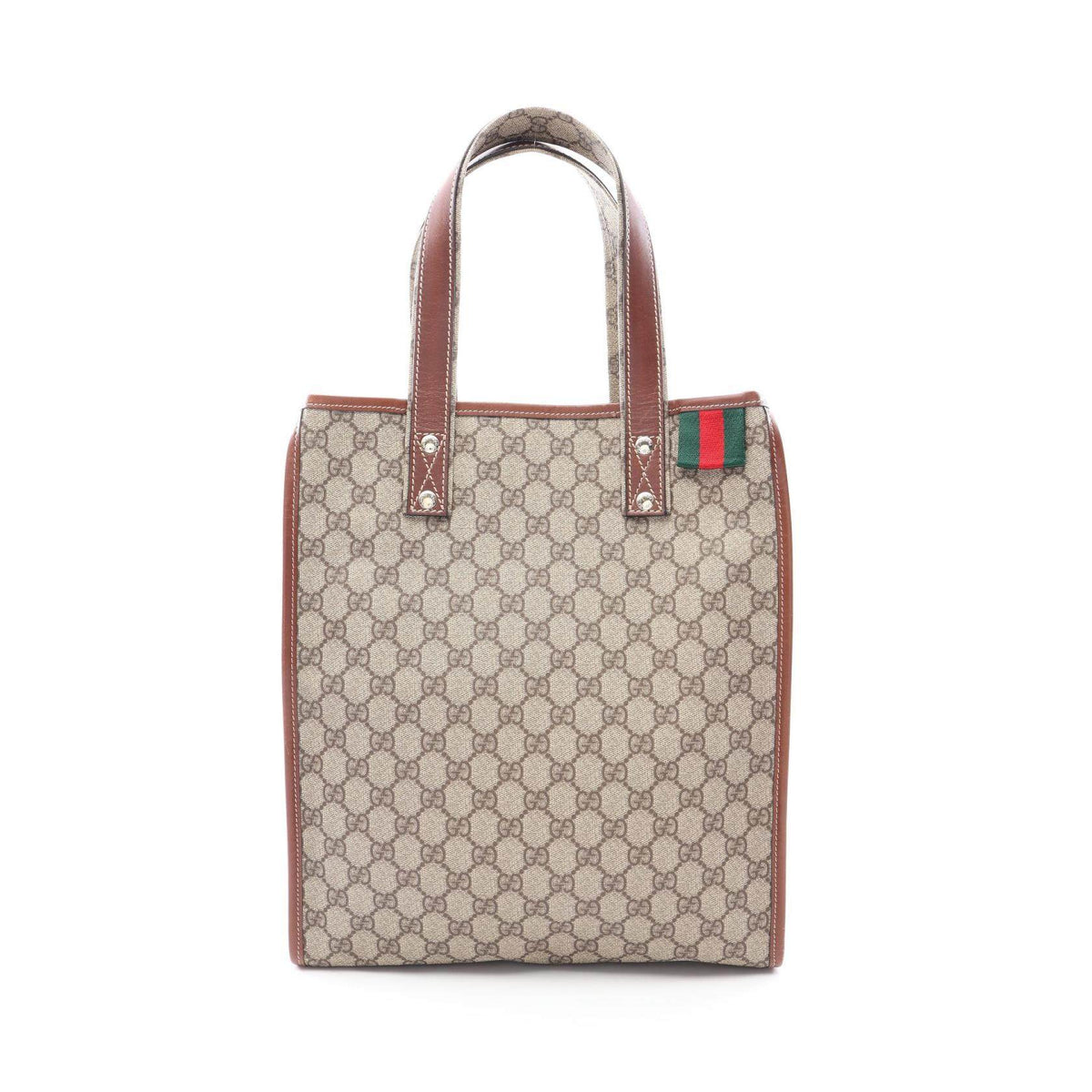 Gucci GG Plus PVC Coated Canvas Leather Tote Bag
