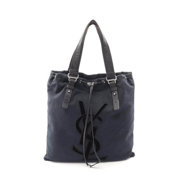 Yves Saint Laurent rive gauche Canvas Leather Tote Bag