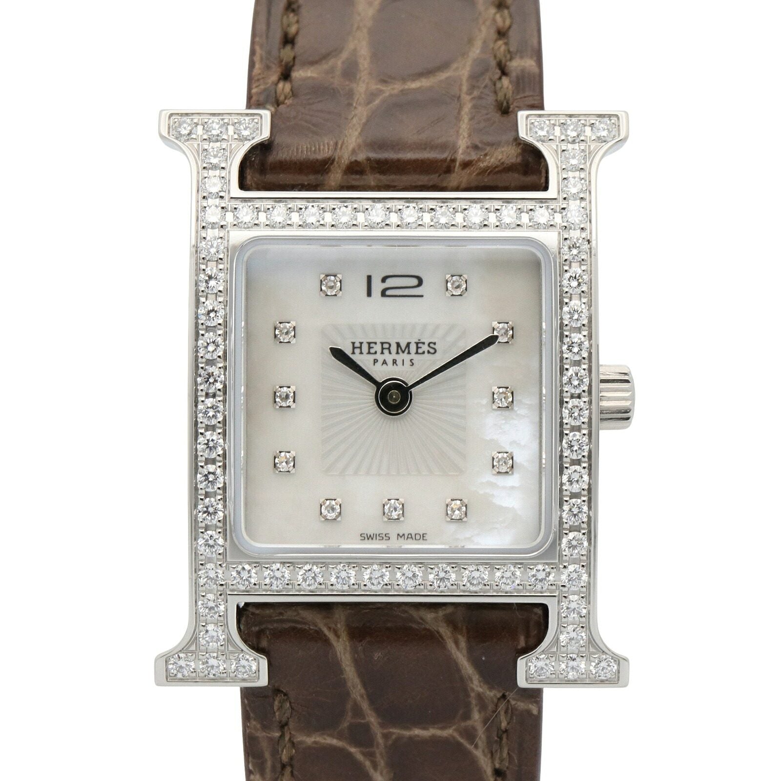 Hermes H Watch Steel Diamond Watch