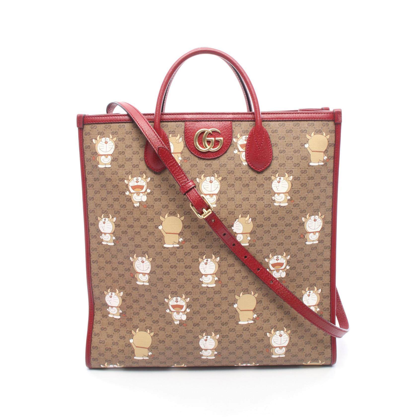 Gucci Doraemon GG Supreme Coated Canvas Leather 2way Tote Bag