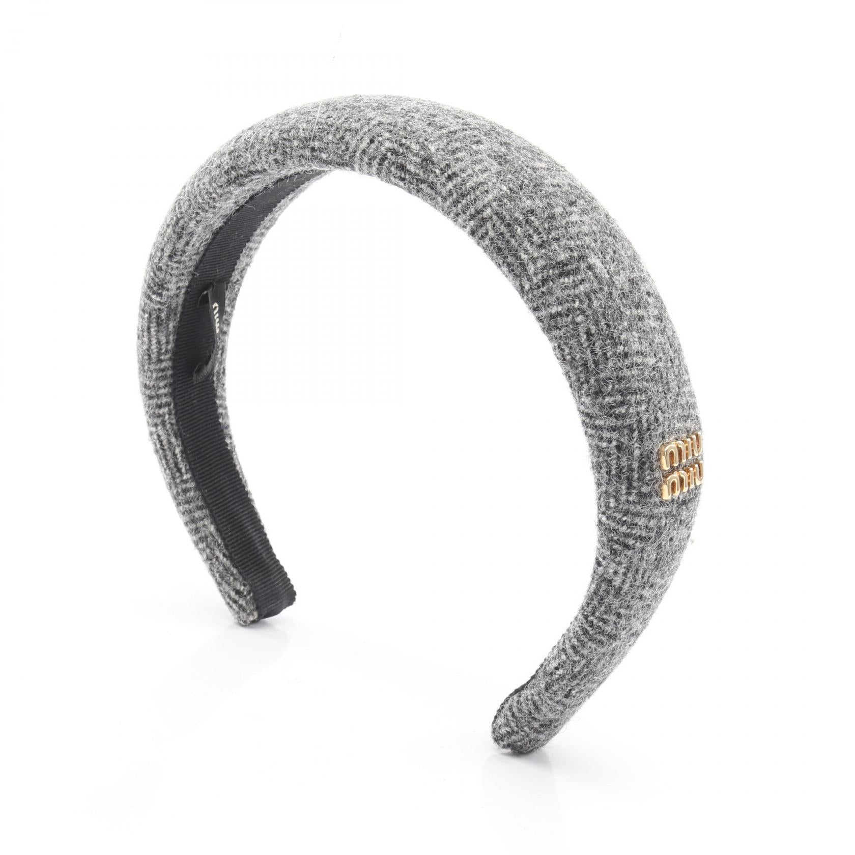 Miu Miu Tweed Logo Hair Accessory