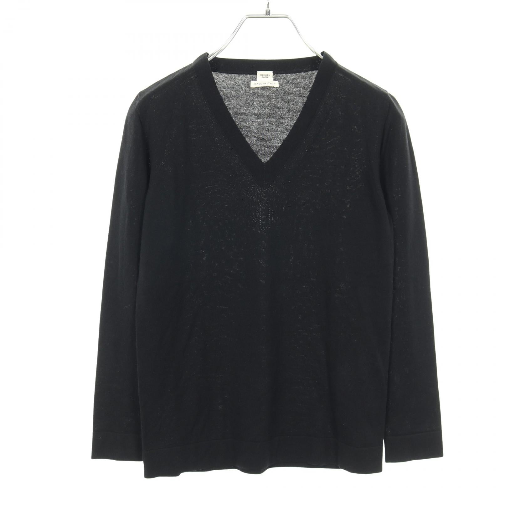 Hermes H logo silk cotton knit top
