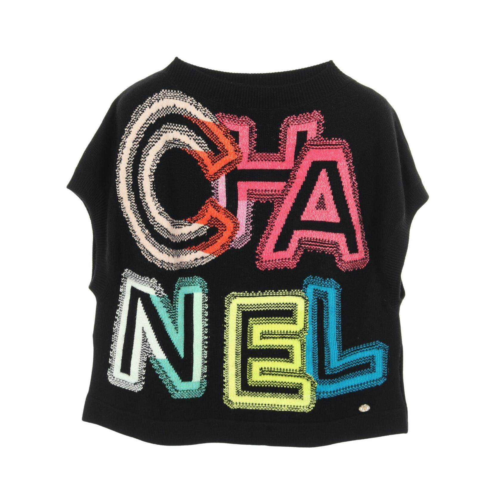 Chanel Logo Cashmere Cotton Knit Top