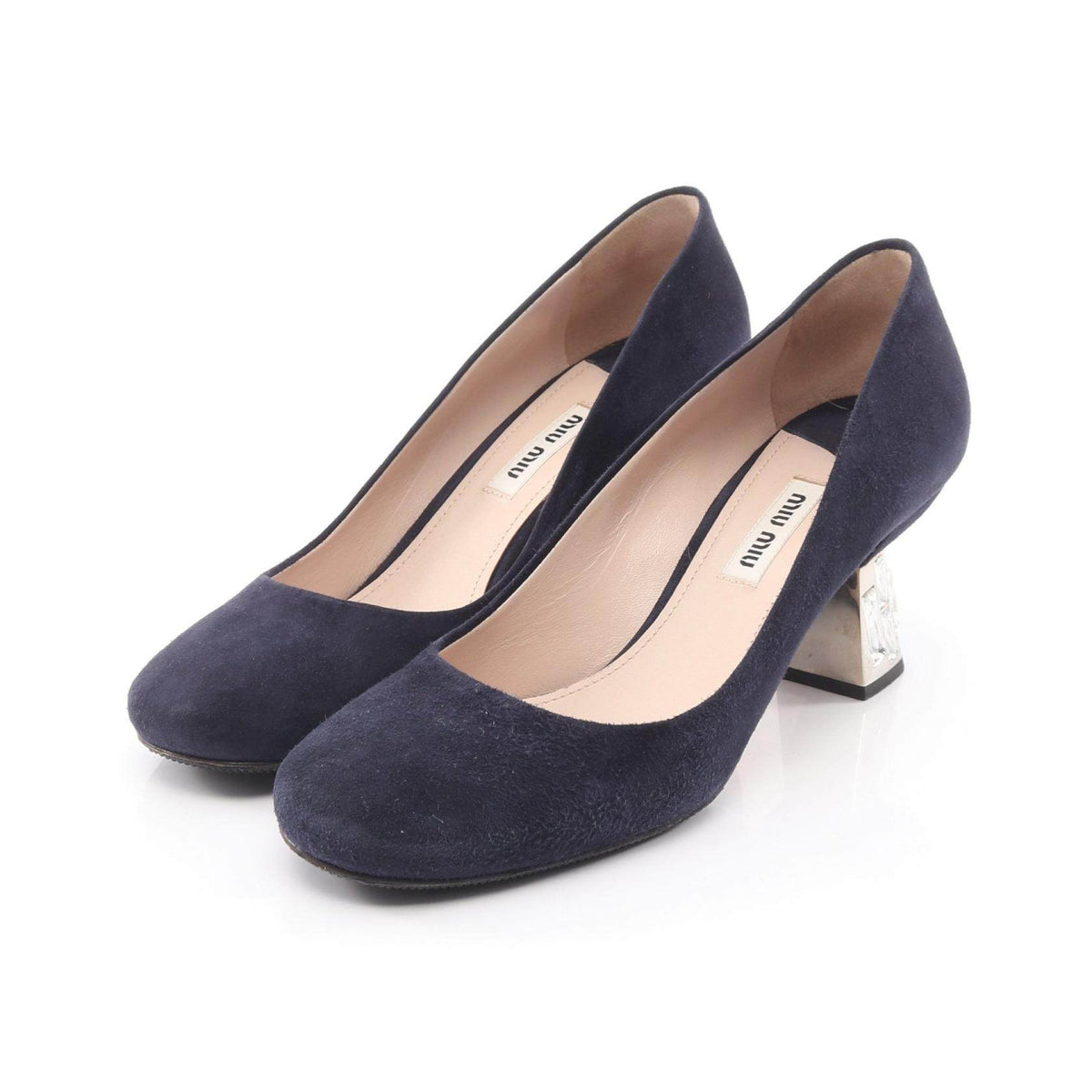 Miu Miu Swarovski Embellished Suede Pumps