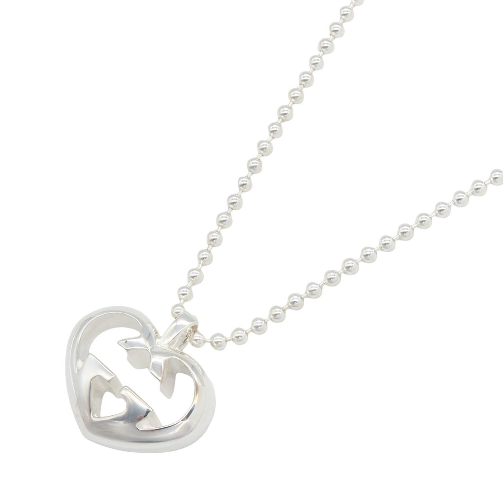 Gucci Heart Interlocking G Silver Necklace