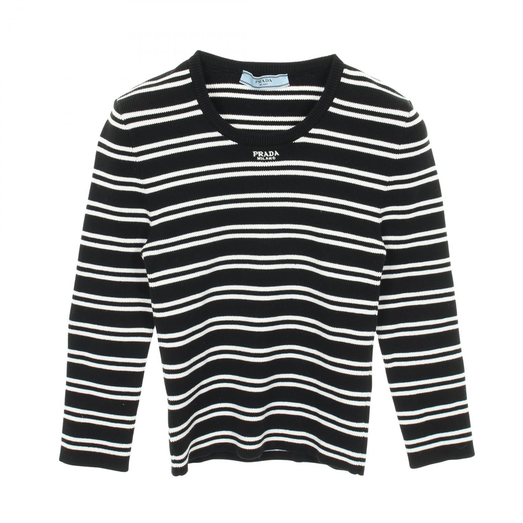 Prada logo embroidery cotton knit top