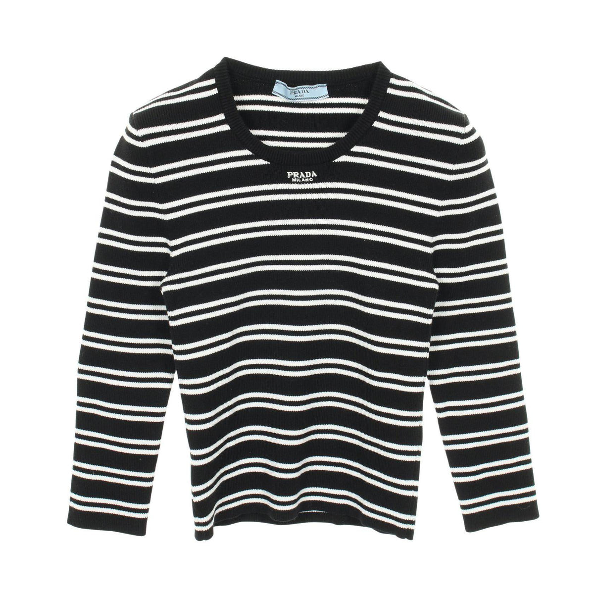 Prada logo embroidery cotton knit top