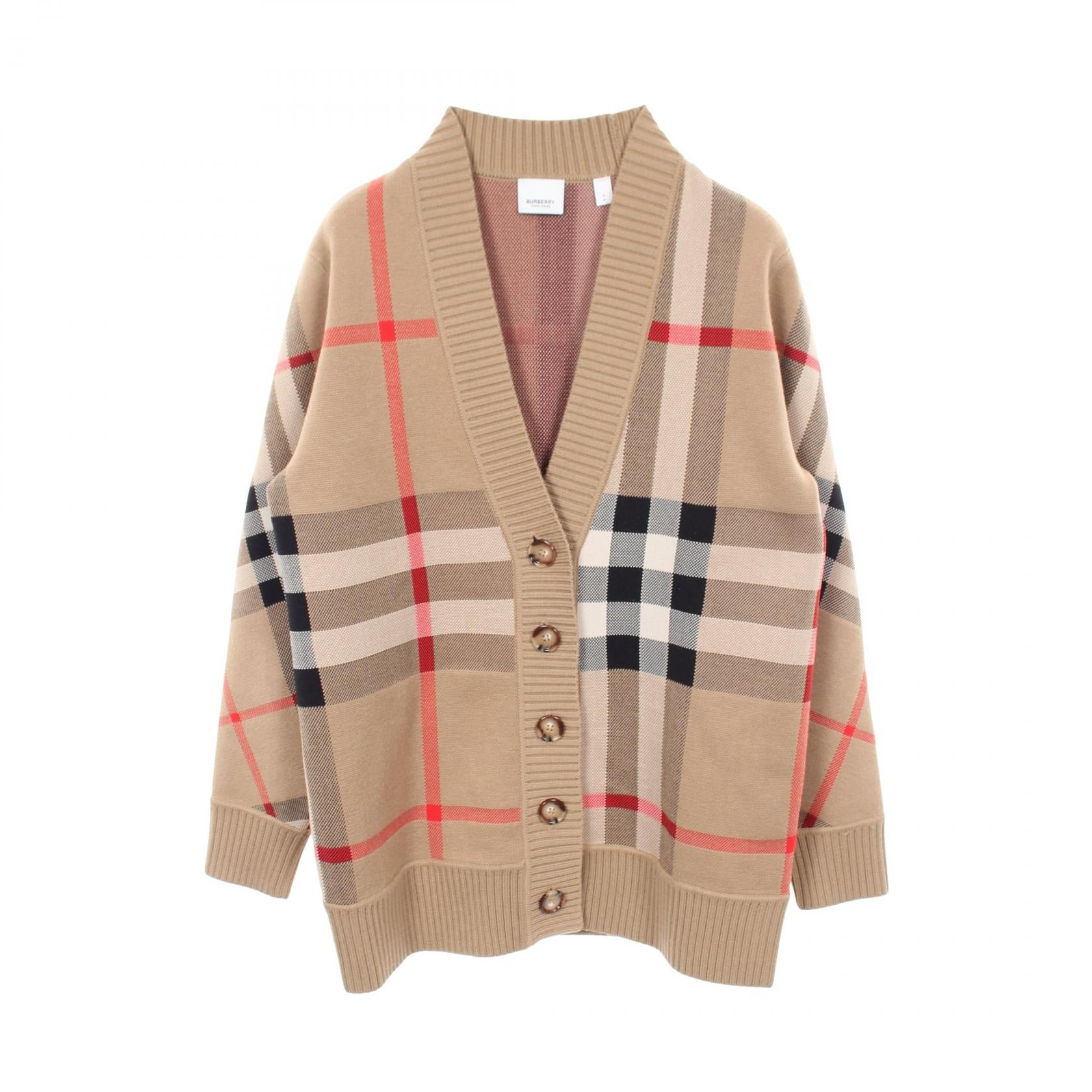 Burberry Nova Check Technical Jacquard Wool Polyester Cardigan