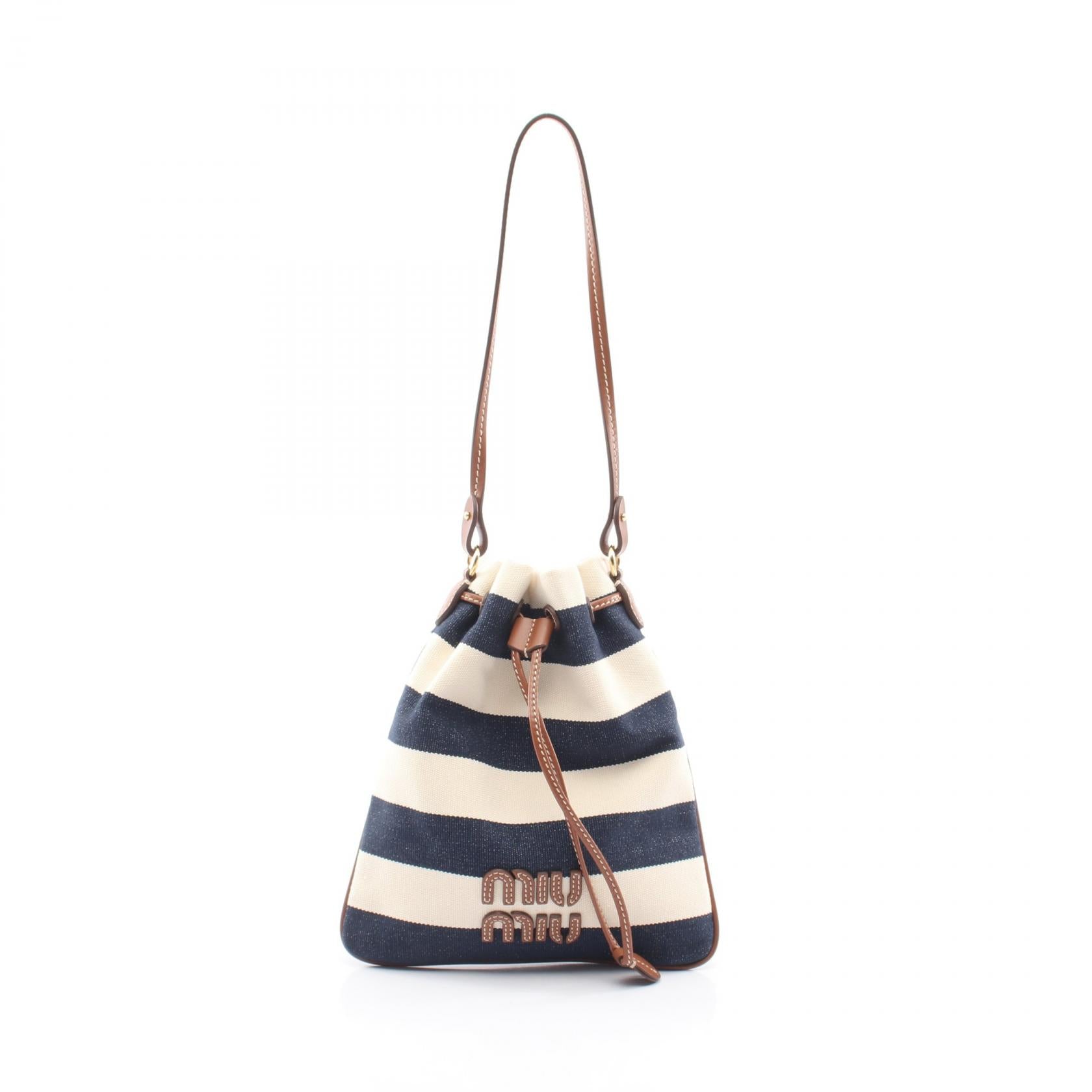 Miu Miu Mini Bucket Bag Canvas Leather Handbag