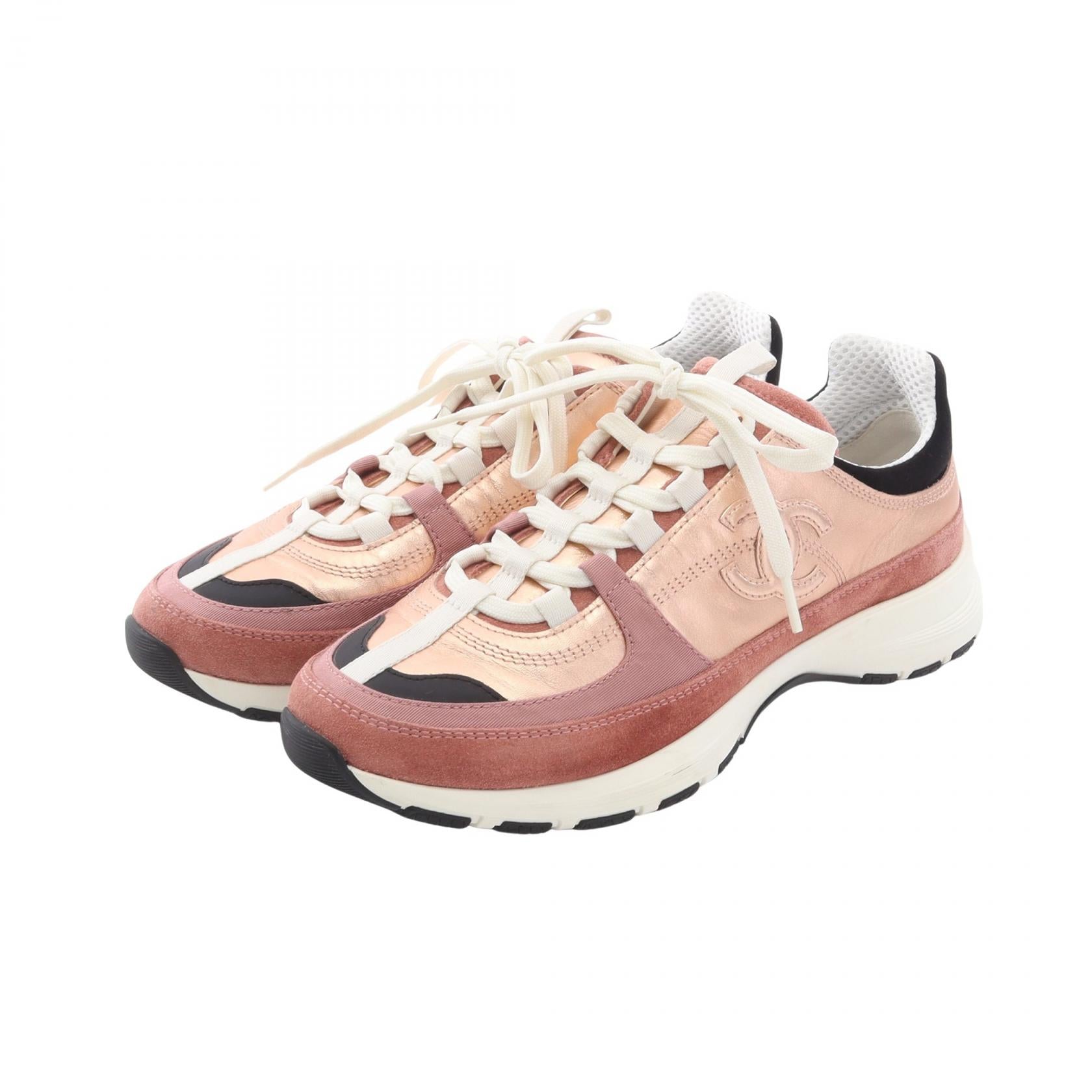 CHANEL Leather Suede Fabric Sneakers