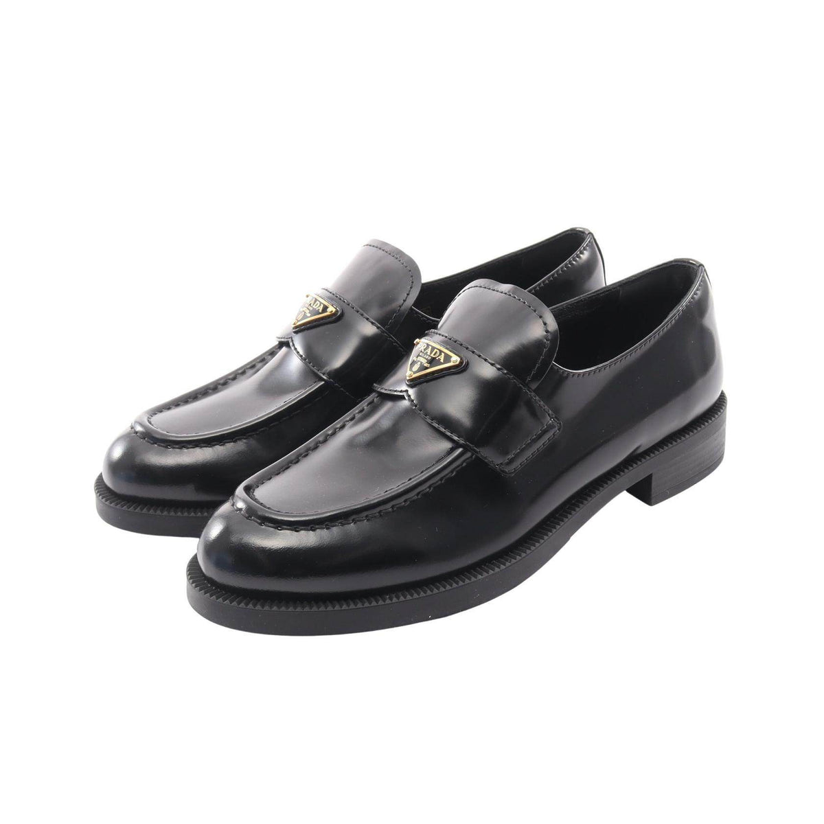 Prada Triangle Logo Leather Loafers