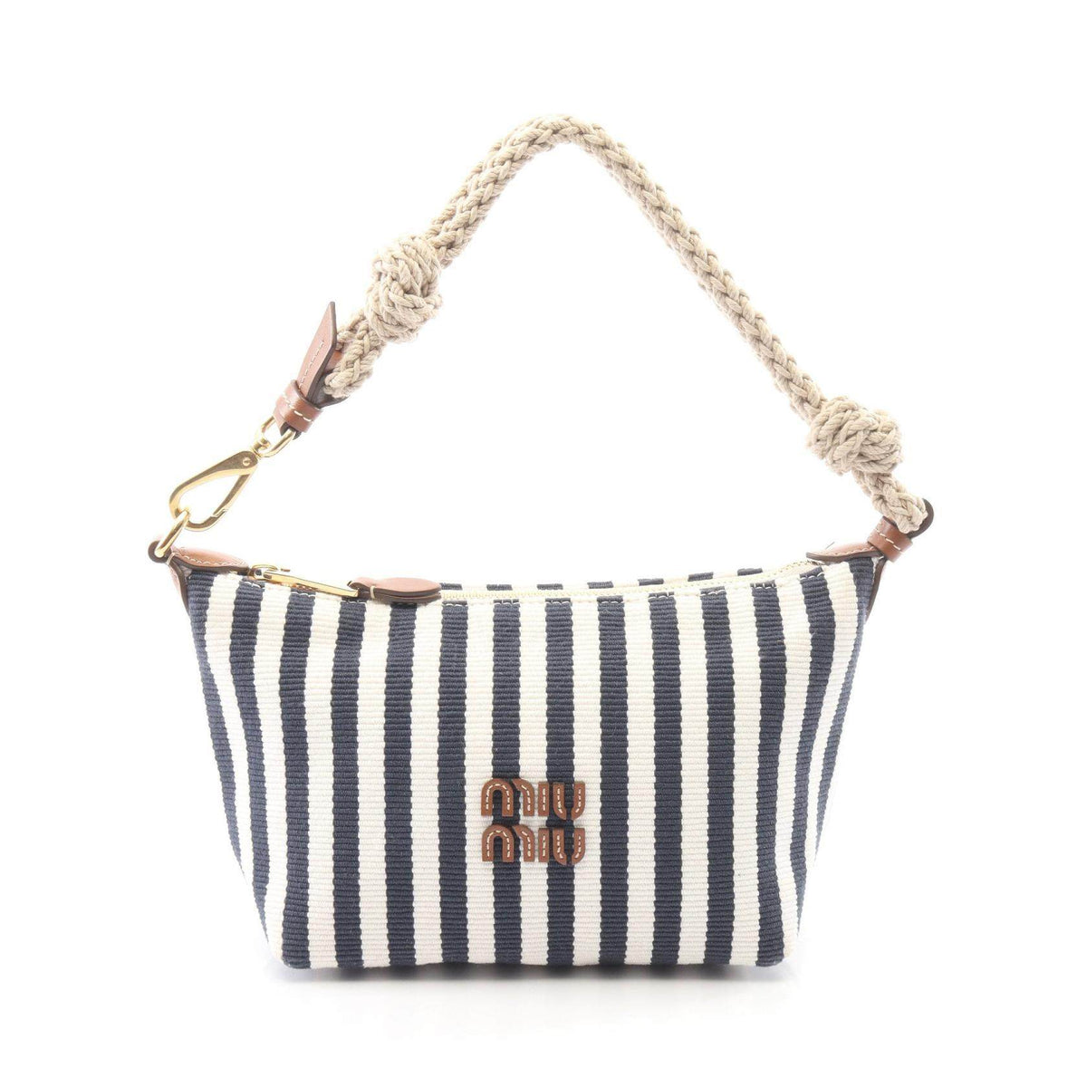 Miu Miu CANNETTE’ RIGHE Canvas Leather Handbag