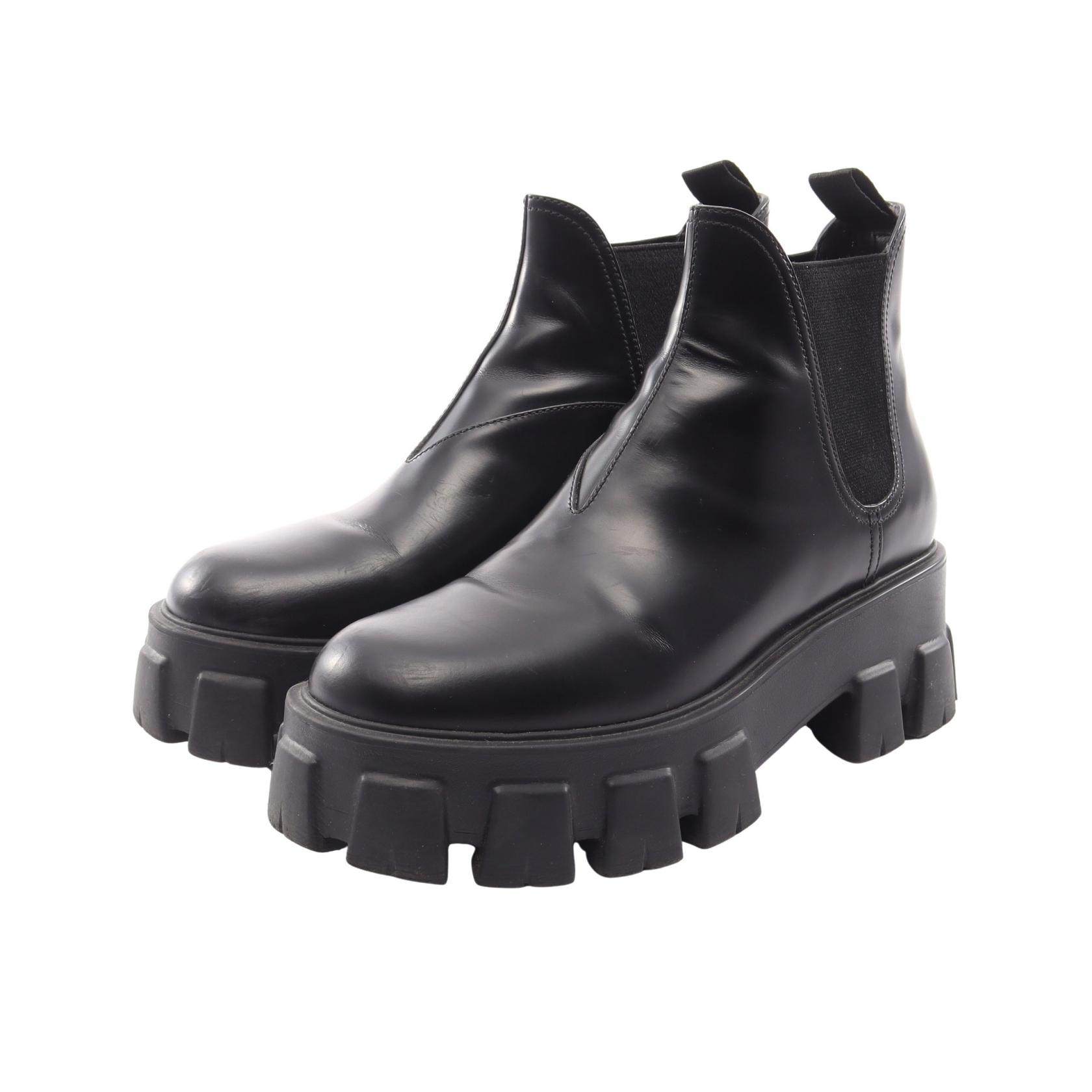 Prada Monolith Brushed Leather Boots