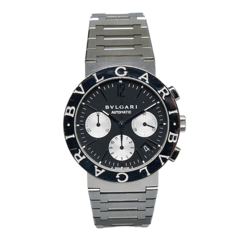 Bvlgari BB38SSCH Chronograph Small Second Silver Stainless Steel Men's Wristwatch with Automatic Black Dial  BB38SSCH