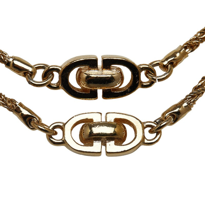 DIOR Gold Plated CD Logo Long Double Necklace for Women