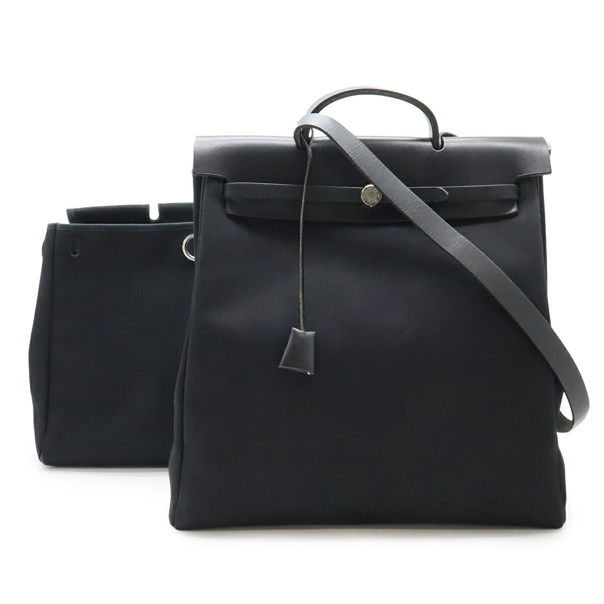 Hermes Herbag MM Toile Officier Leather 2way Shoulder Bag