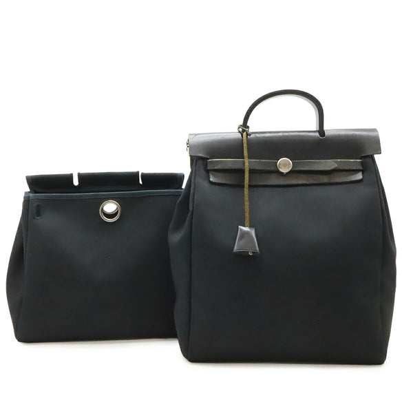 Hermes Herbag A Dos PM Canvas Leather Backpack