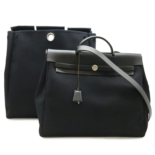 Hermes Herbag MM Toile Officier Leather 2way bag