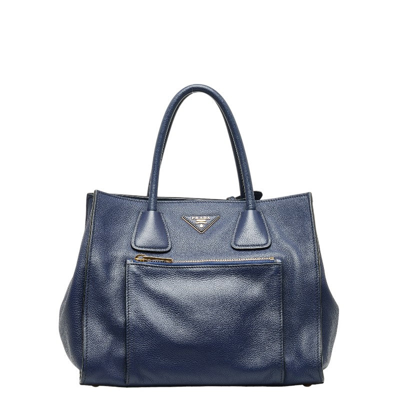 Prada Triangle Logo Plate Calf Leather Handbag