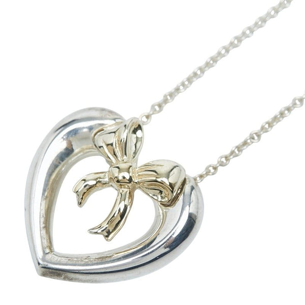 Tiffany & Co. Heart Ribbon Silver Au750 Necklace