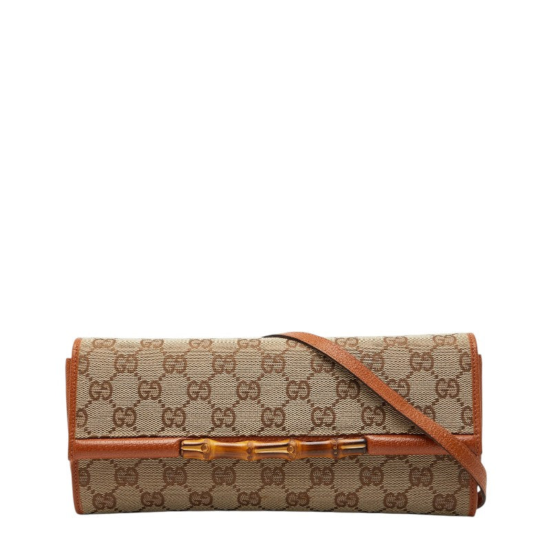 Gucci GG Canvas Bamboo Canvas Leather Shoulder Bag