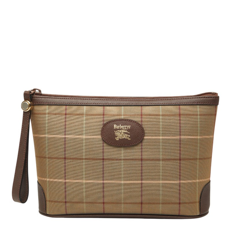 Burberry Check Canvas Leather Pouch