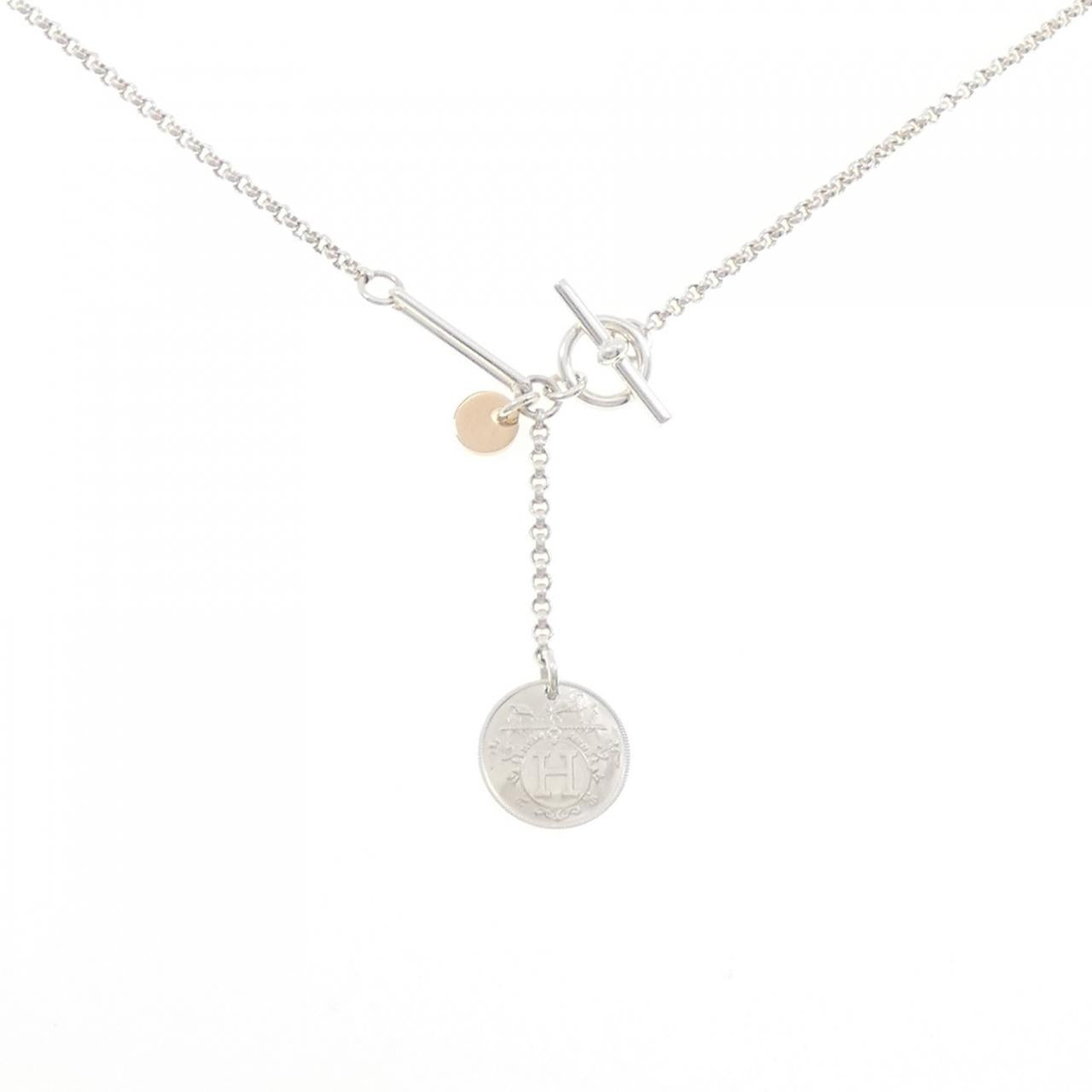 Hermes Ex Libris 925 Silver 750 Pink Gold Necklace