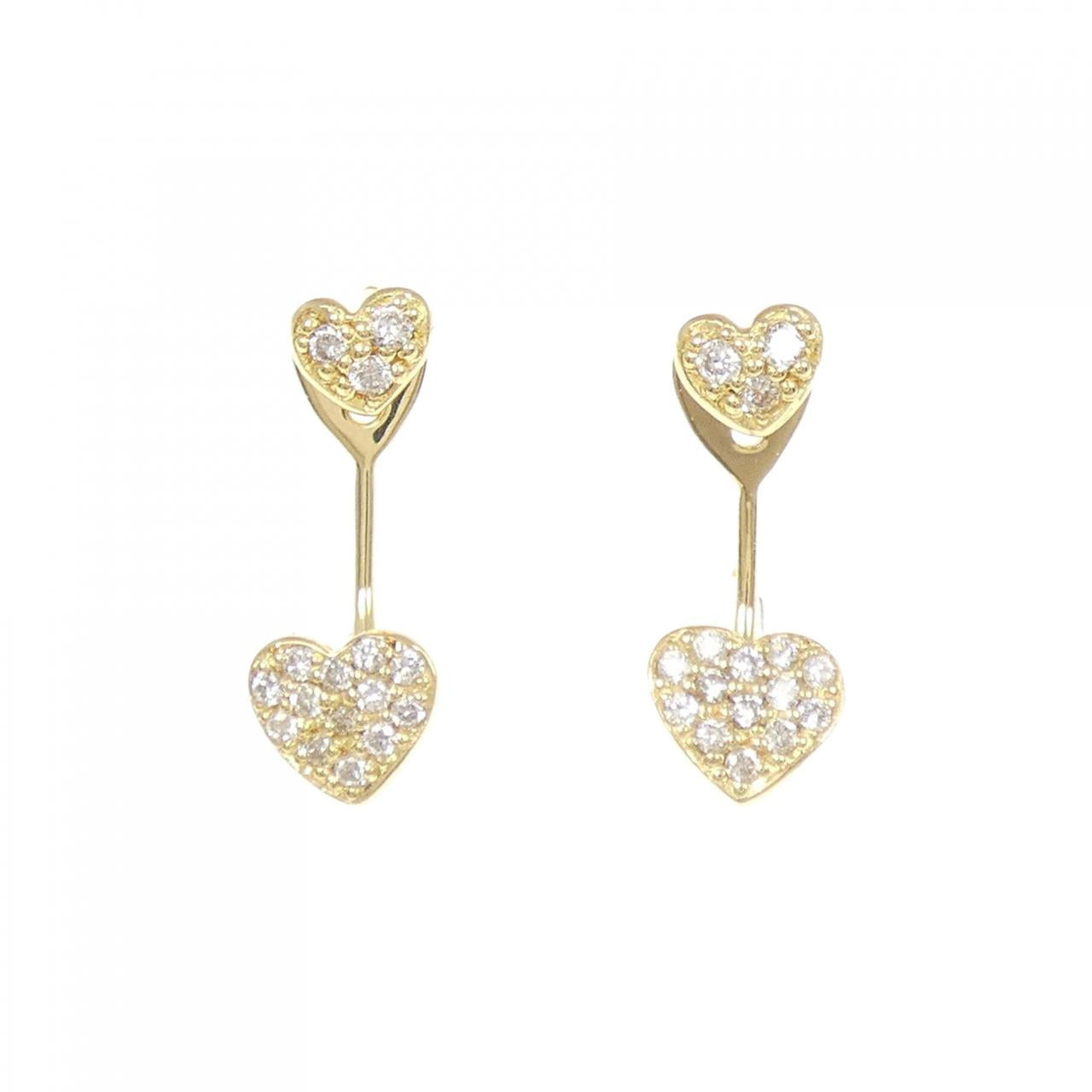 Au750 Diamond 2way Heart Earrings