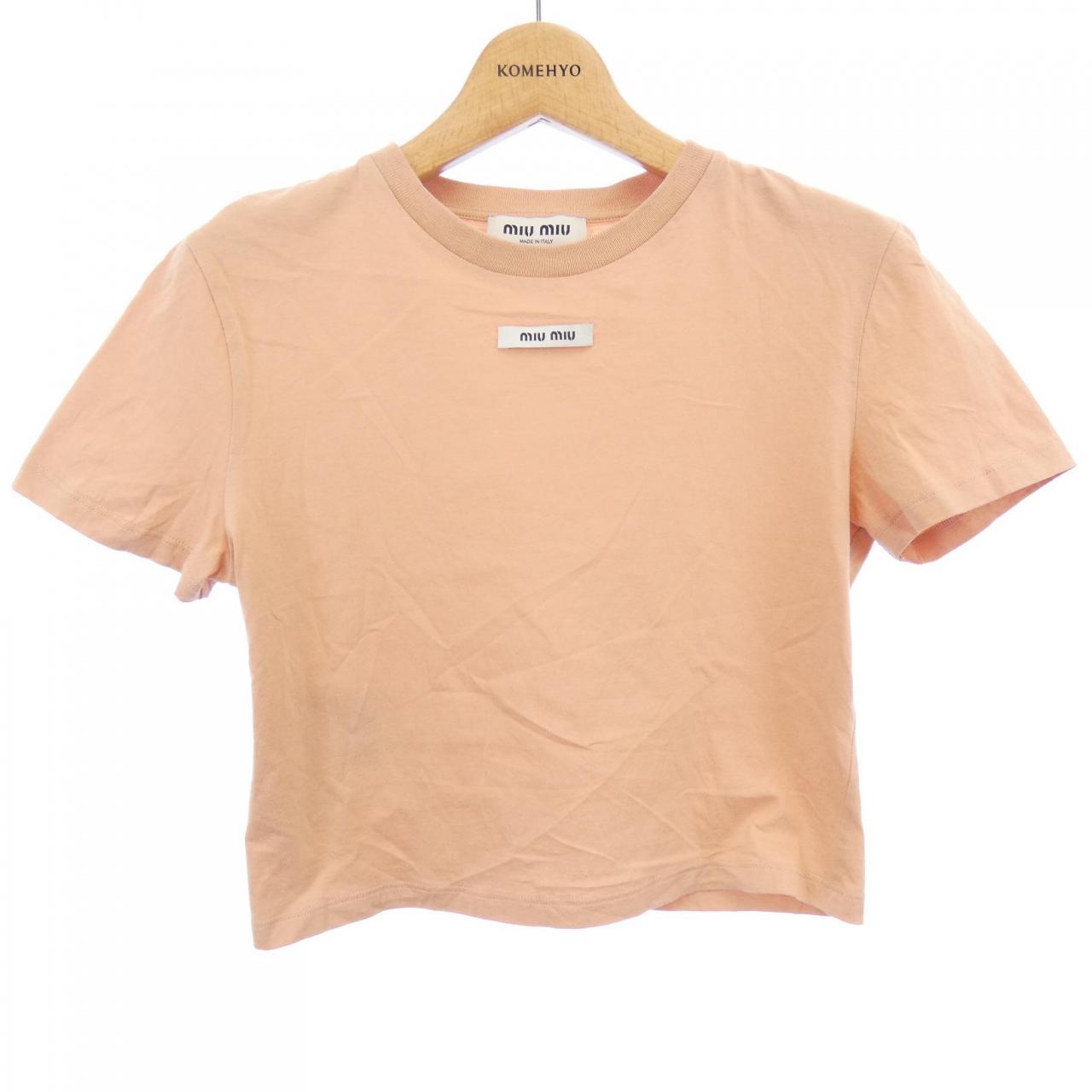 Miu Miu MIU MIU Logo Label Cotton T Shirt