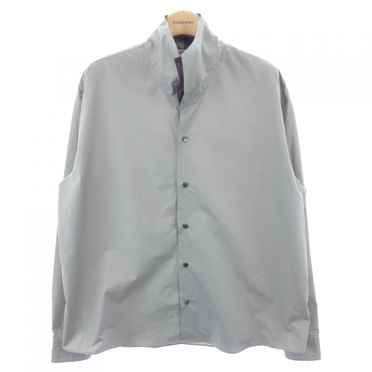 Hermes Boxy Cut Double High Collar Cotton Shirt