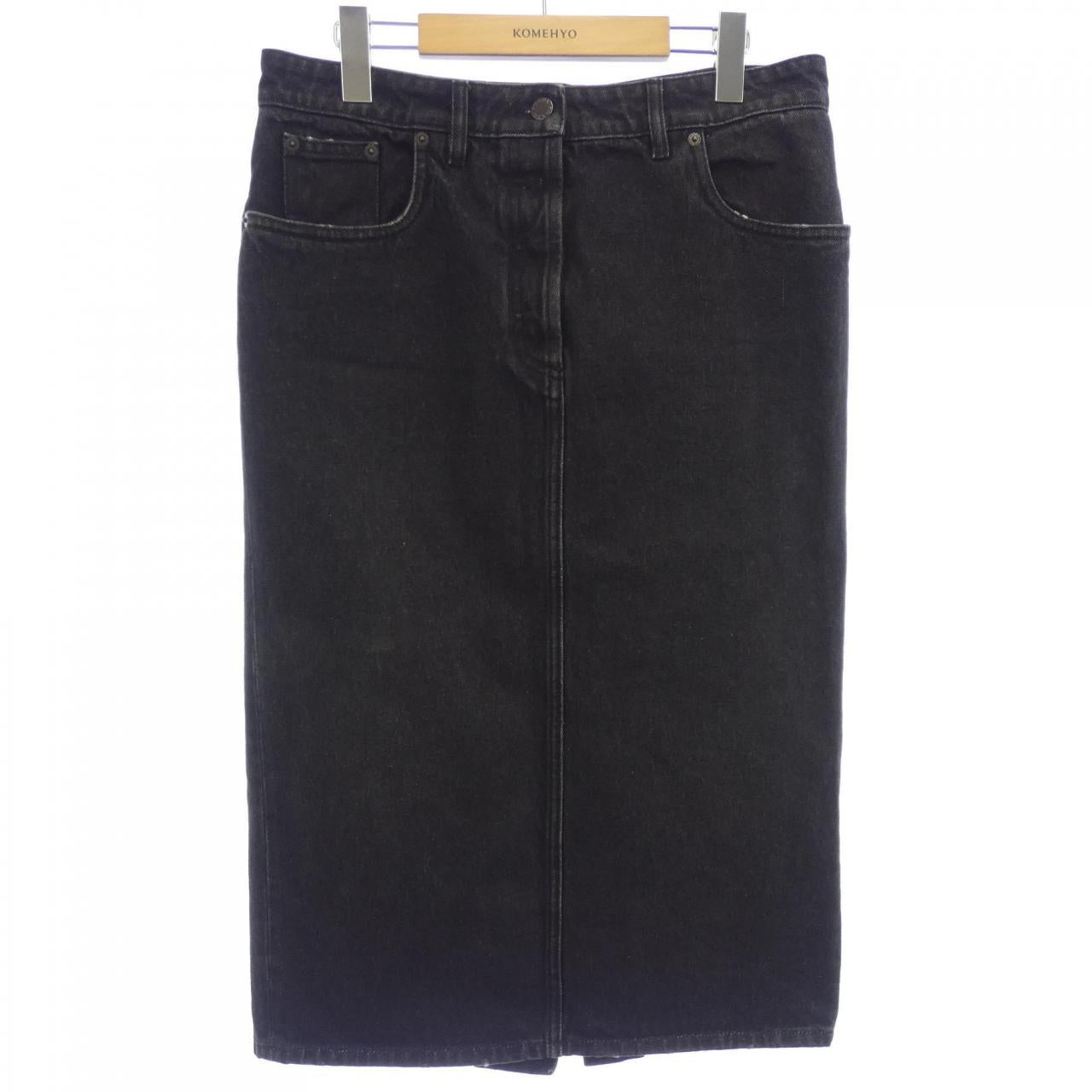 Prada Triangle Logo Denim Skirt