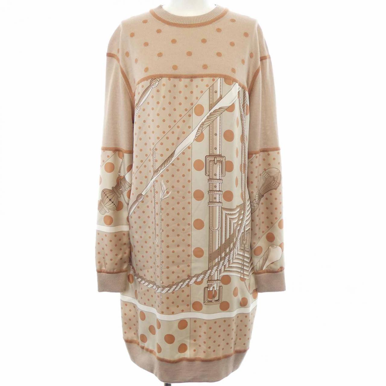 Hermes CLIL-CLAC A POIS silk cashmere dress