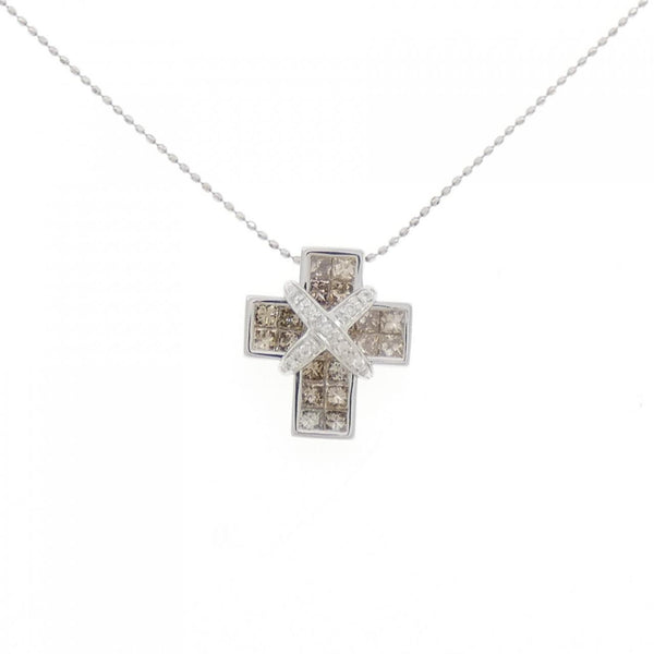 Au750 White Gold Cross Diamond Necklace