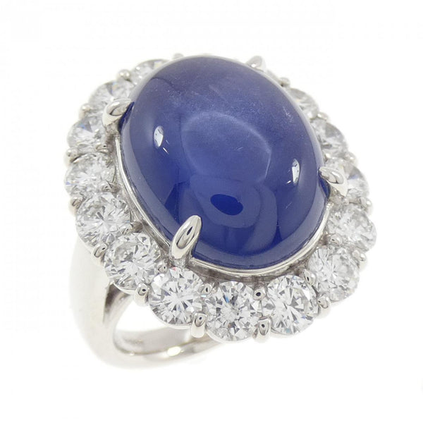PT900 Star Sapphire Diamond Ring