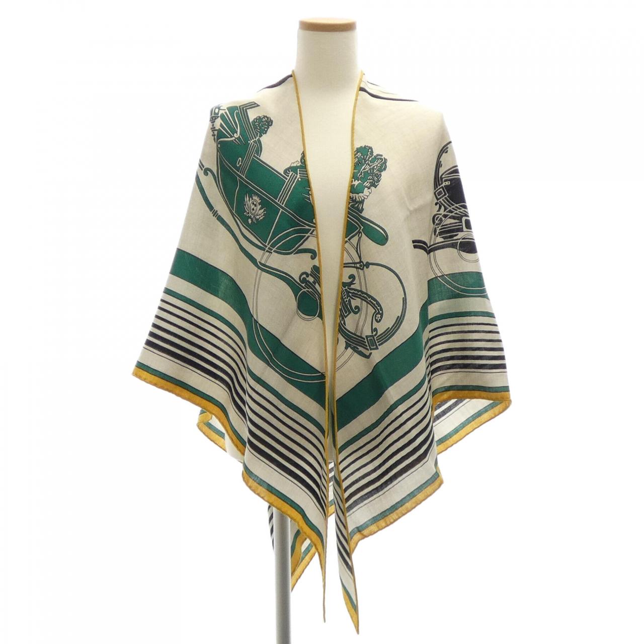 Hermes EX-LIBRIS Silk Cashmere Triangle Shawl