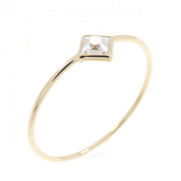 agete K10 Yellow Gold Cubic Zirconia Ring