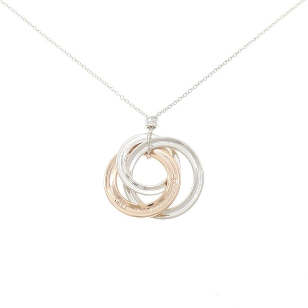 Tiffany 1837 Interlocking Circle Silver Rose Gold Pendant Necklace