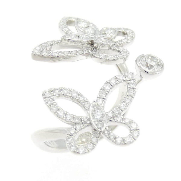 Graff Mini Butterfly Silhouette 750 White Gold Diamond Ring Size 9