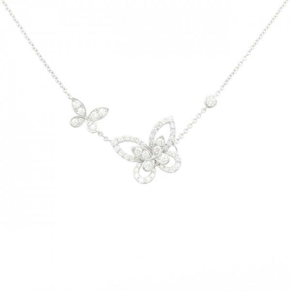 Graff Double Butterfly Silhouette 750 White Gold Diamond Necklace