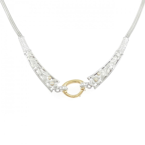 As Time PT900 Au750 Flower Necklace