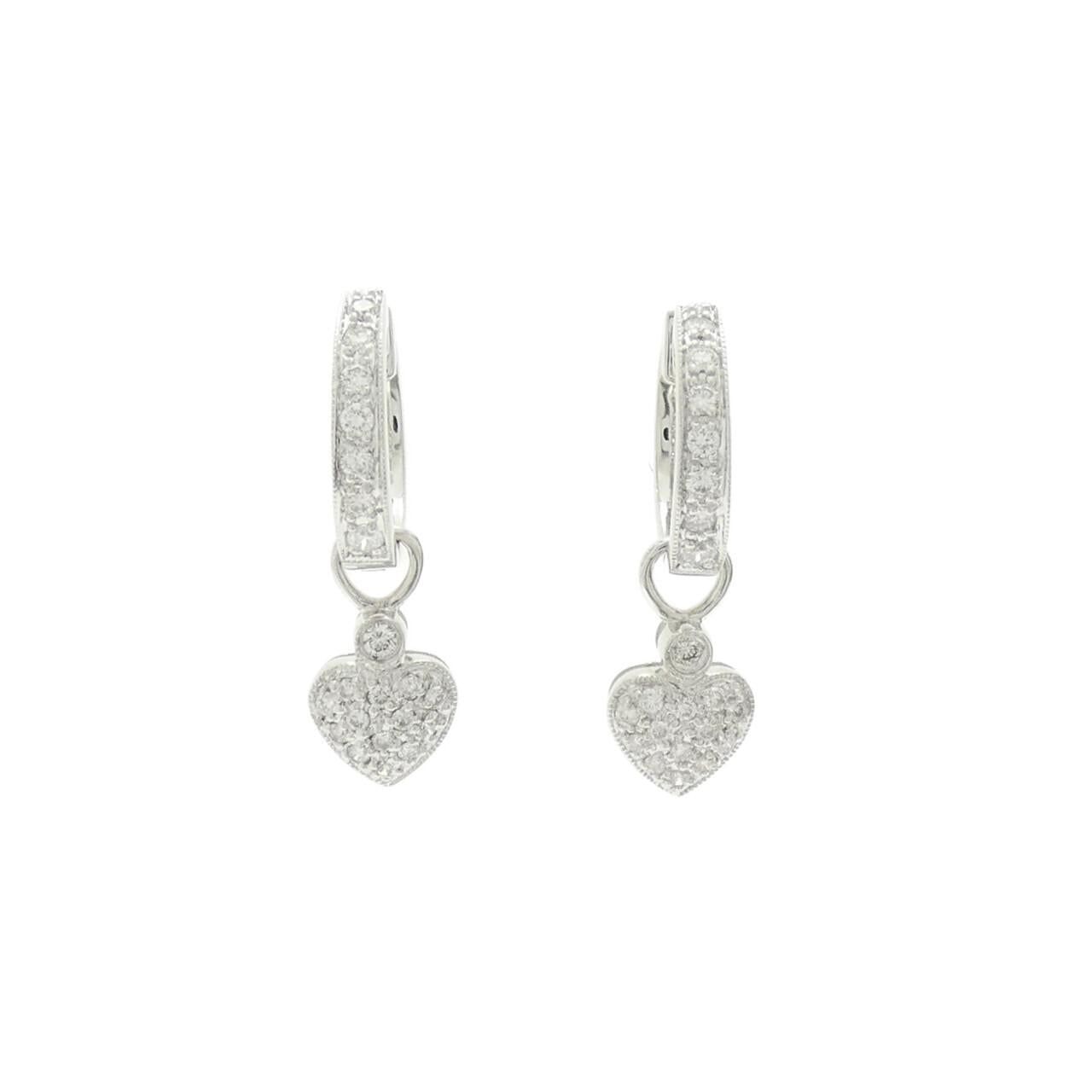 Au750 White Gold 2way Heart Diamond Earrings