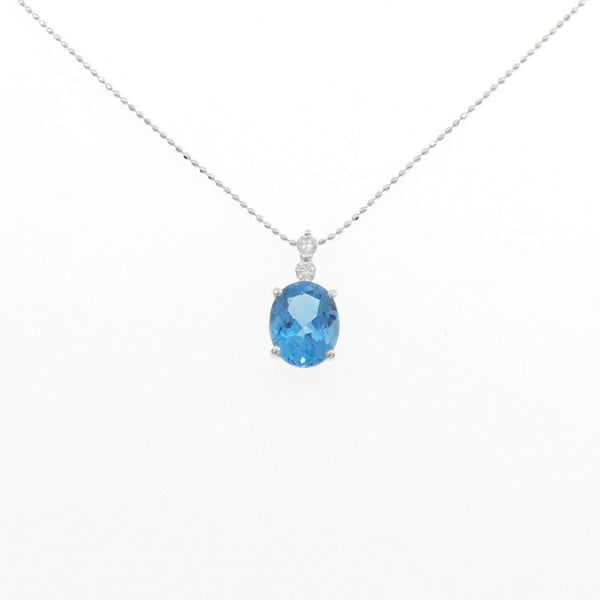 Au750 Blue Topaz Diamond Necklace