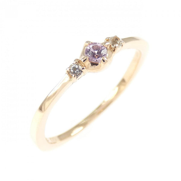 4C K10 Pink Gold Synthetic Sapphire White Topaz Ring