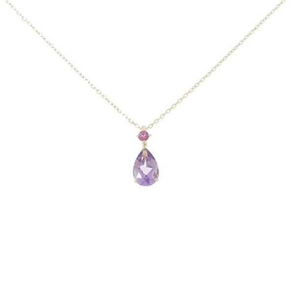 K10 Yellow Gold Amethyst Tourmaline Necklace