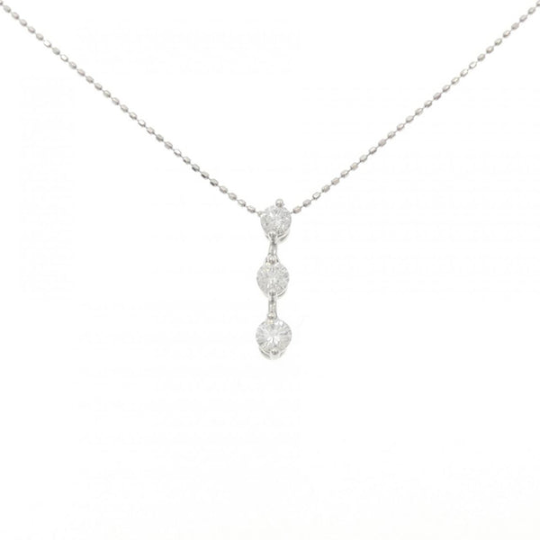 Pt850 Three Stone Diamond Necklace