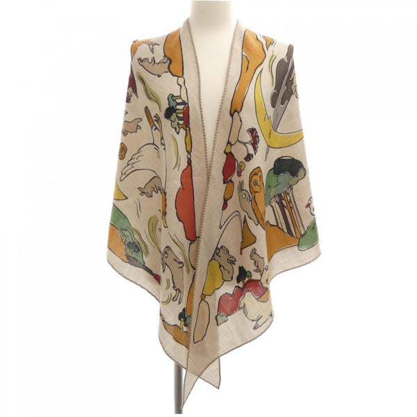 Hermes Mille et un Lapins Triangle GM Silk Cashmere Shawl