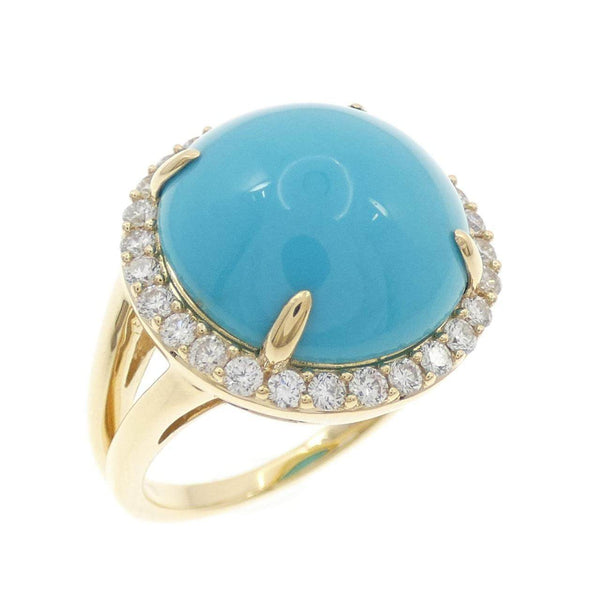 GSTV Au750 Turquoise Diamond Ring